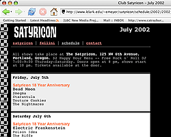Satyricon Schedule